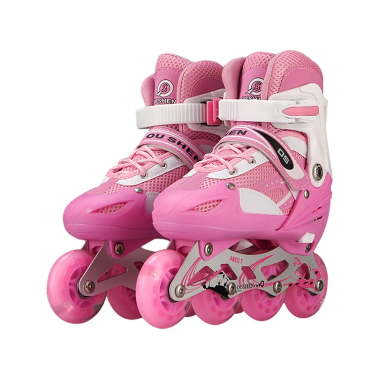 Oushen Adjustable Full Flash Children Single Four-wheel Roller Skates Skating Shoes Set, Size : L