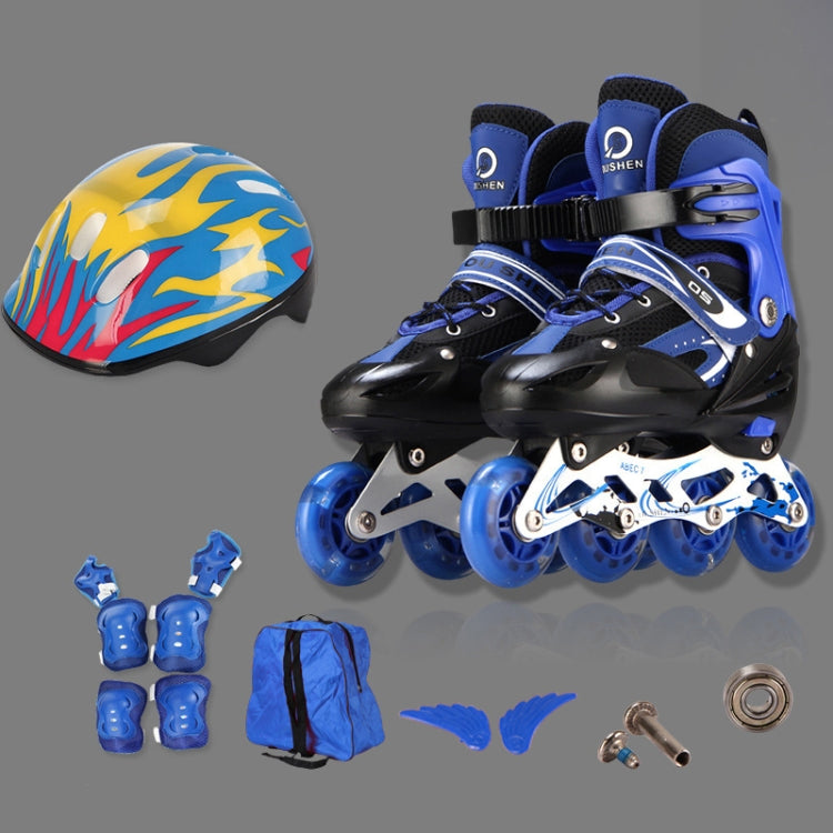 Oushen Adjustable Full Flash Children Single Four-wheel Roller Skates Skating Shoes Set, Size : L