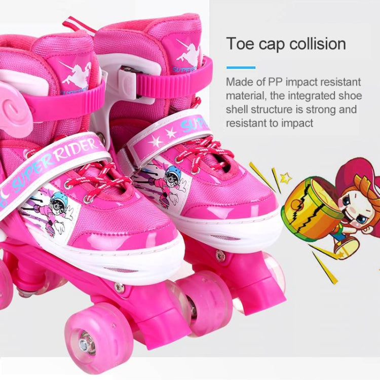 Adjustable Full Flash Children Double Row Four-wheel Roller Skates Skating Shoes, Size : S