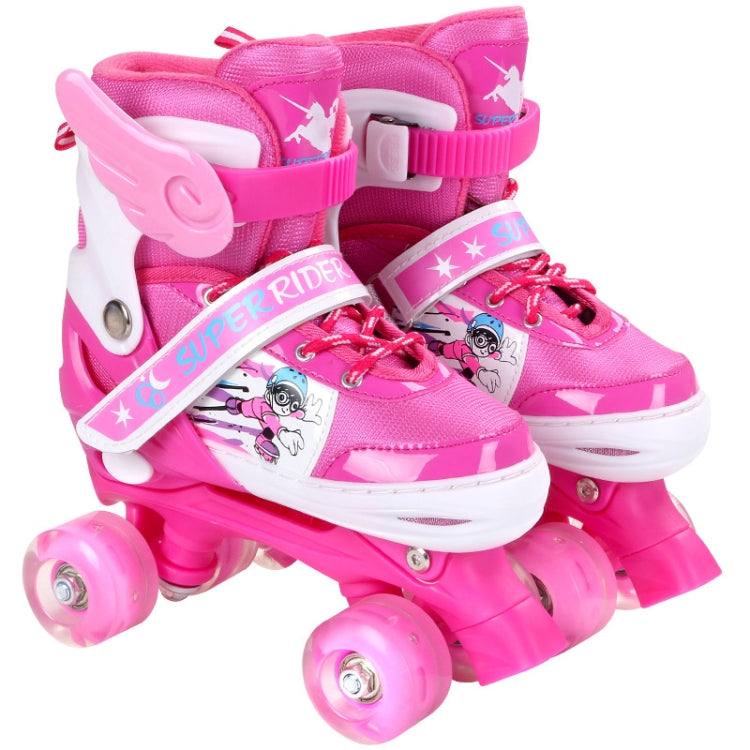 Adjustable Full Flash Children Double Row Four-wheel Roller Skates Skating Shoes Set, Size : S