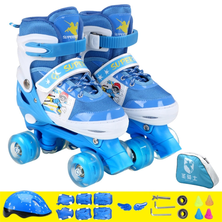 Adjustable Full Flash Children Double Row Four-wheel Roller Skates Skating Shoes Set, Size : S