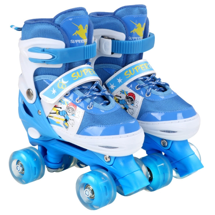 Adjustable Full Flash Children Double Row Four-wheel Roller Skates Skating Shoes Set, Size : S