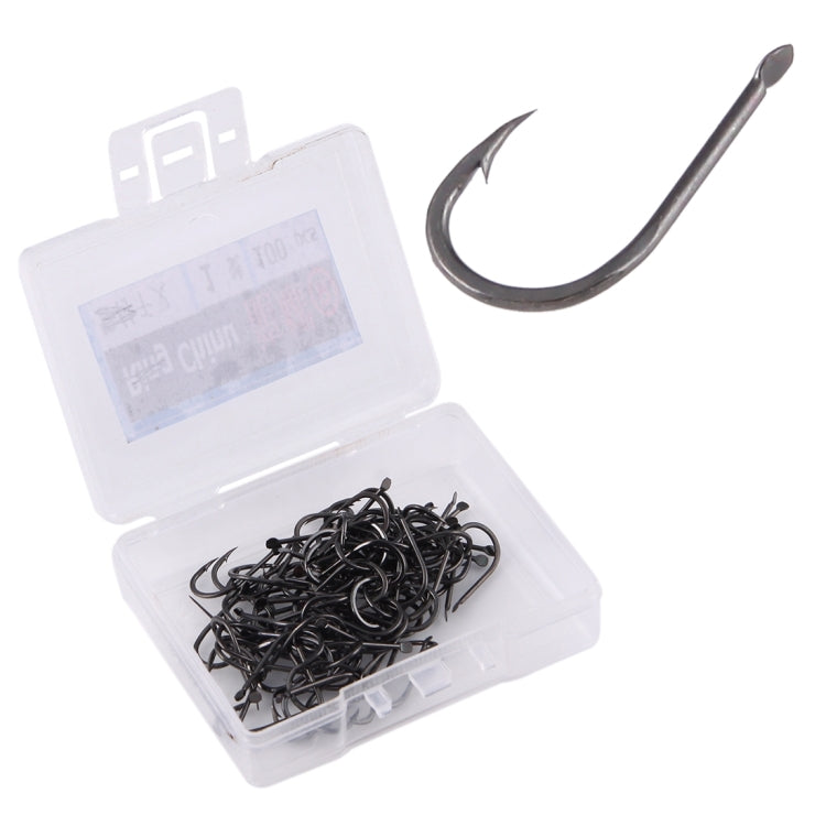 1# 100 PCS (Single Box) Carbon Steel Fish Barbed Hook Fishing Hooks without Hole