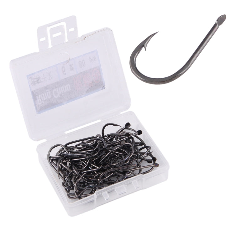 6# 80 PCS (Single Box) Carbon Steel Fish Barbed Hook Fishing Hooks without Hole