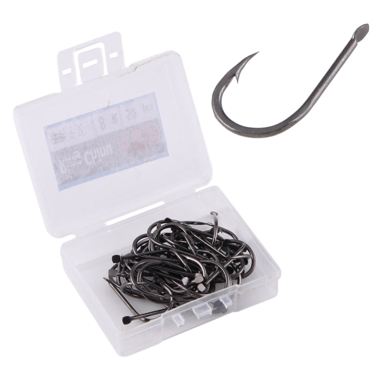 8# 50 PCS (Single Box) Carbon Steel Fish Barbed Hook Fishing Hooks without Hole