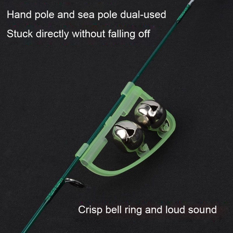 50 PCS Bow Style Fishing Tackle Luminous Light Green Rod Clip Alarm Bell