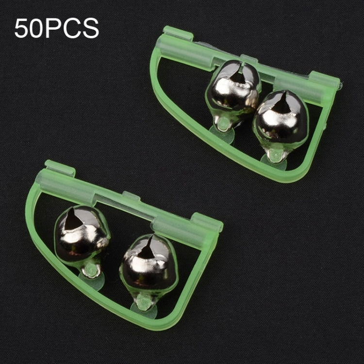 50 PCS Bow Style Fishing Tackle Luminous Light Green Rod Clip Alarm Bell