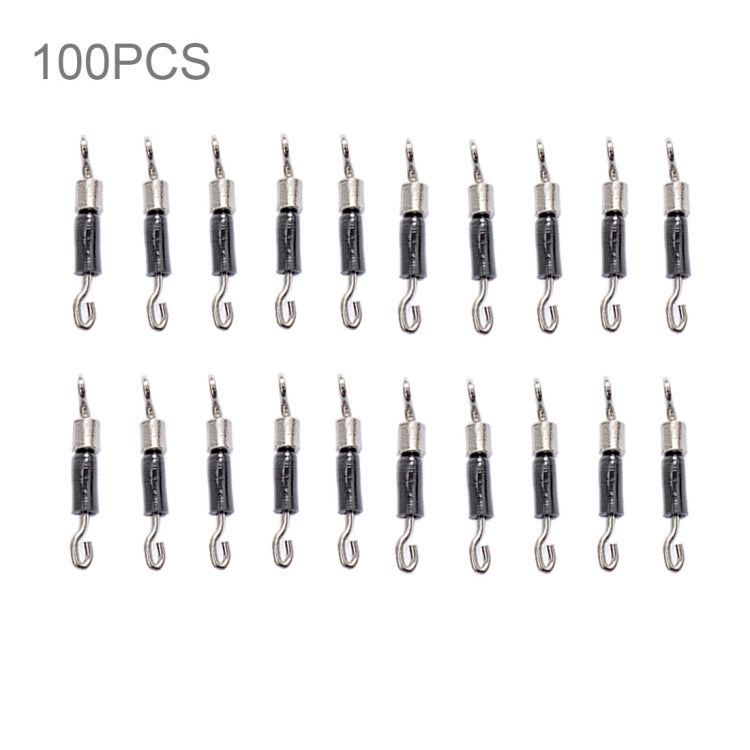 100 PCS Fishing Rolling Swivels Solid Rings Connector Lures Snap Clips