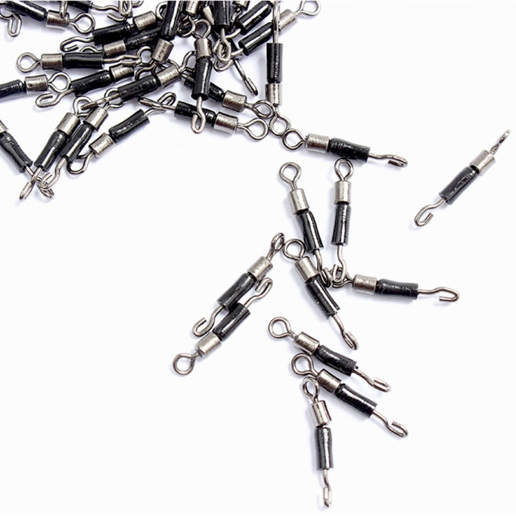 100 PCS Fishing Rolling Swivels Solid Rings Connector Lures Snap Clips