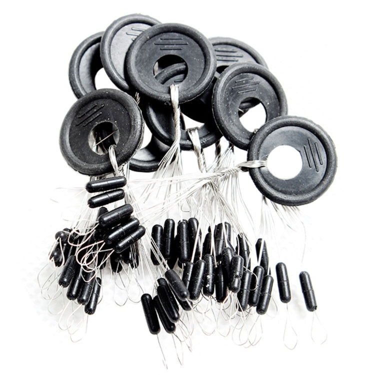 100 PCS Rubber Fishing Space Beans Round Float Ball Float Stopper (Black)