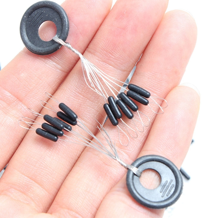 100 PCS Rubber Fishing Space Beans Round Float Ball Float Stopper (Black)