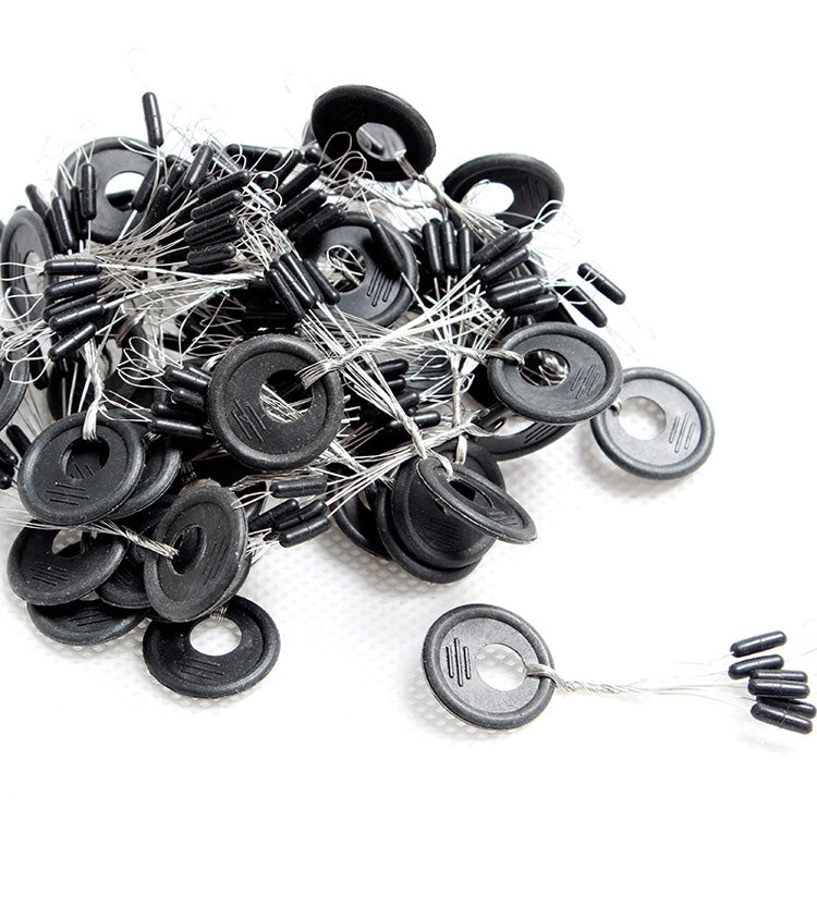 100 PCS Rubber Fishing Space Beans Round Float Ball Float Stopper (Black)