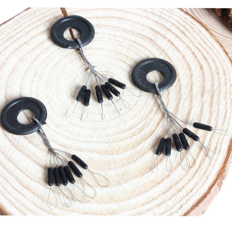 100 PCS Rubber Fishing Space Beans Round Float Ball Float Stopper (Black)