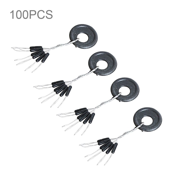 100 PCS Rubber Fishing Space Beans Round Float Ball Float Stopper (Black)
