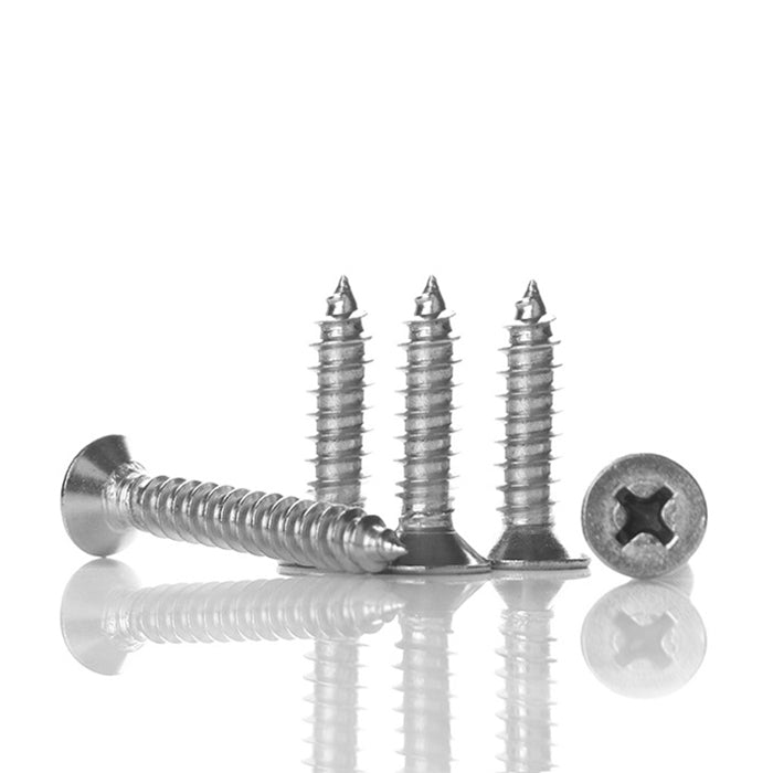 200 PCS 201 Stainless Steel Cross Countersunk Tapping Thread Screw, M3x12