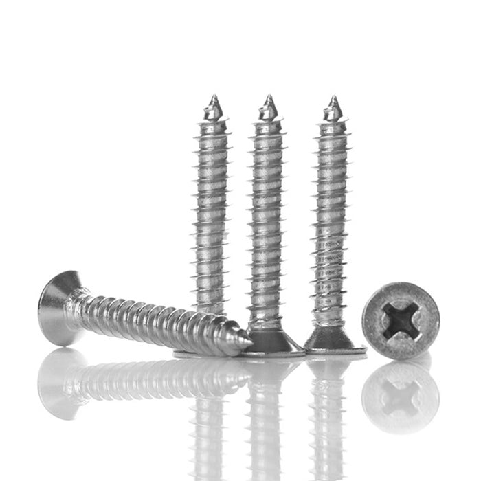 200 PCS 201 Stainless Steel Cross Countersunk Tapping Thread Screw, M4x45