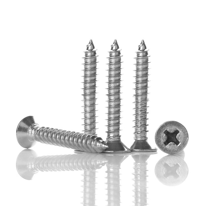 200 PCS 201 Stainless Steel Cross Countersunk Tapping Thread Screw, M6x50