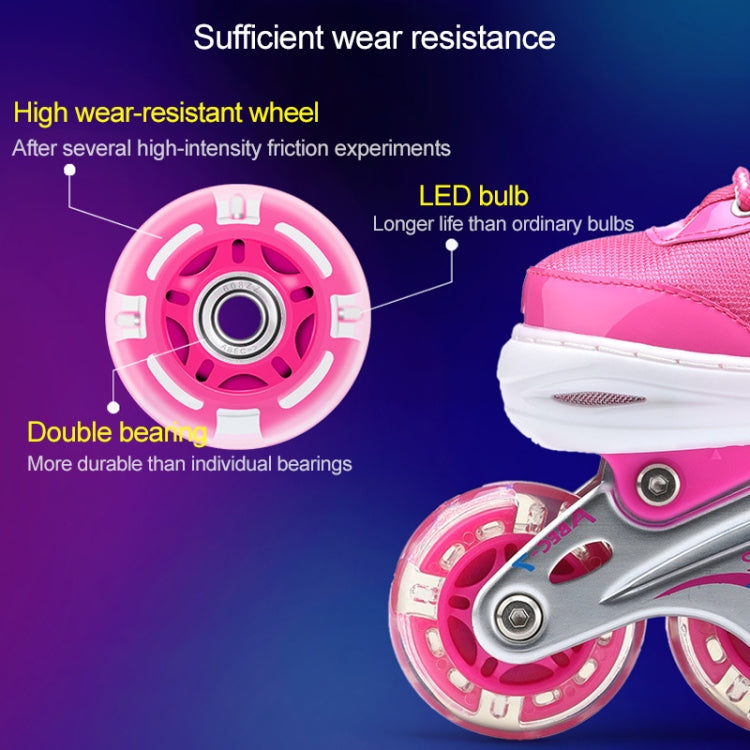 Adjustable Full Flash Children Single Row Four-wheel Roller Skates Skating Shoes Luxury Set, Size : S