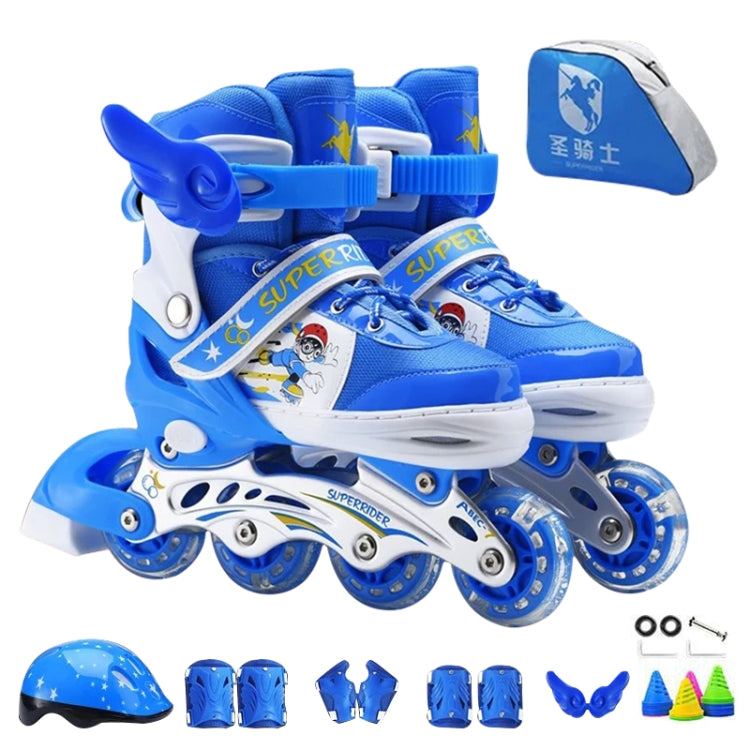 Adjustable Full Flash Children Single Row Four-wheel Roller Skates Skating Shoes Luxury Set, Size : M
