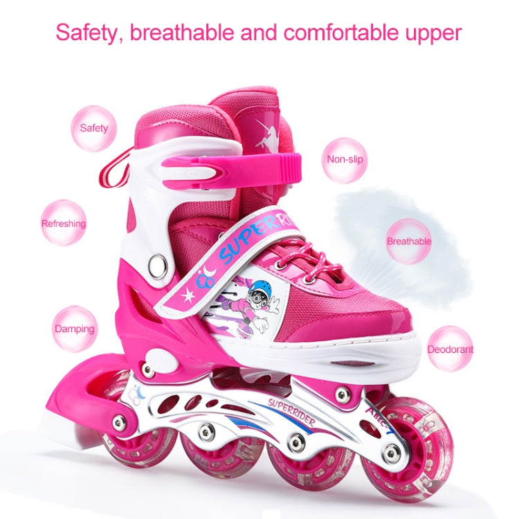 Adjustable Full Flash Children Single Row Four-wheel Roller Skates Skating Shoes Luxury Set, Size : M