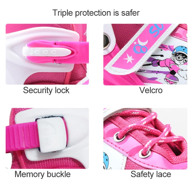 Adjustable Full Flash Children Single Row Four-wheel Roller Skates Skating Shoes Luxury Set, Size : M