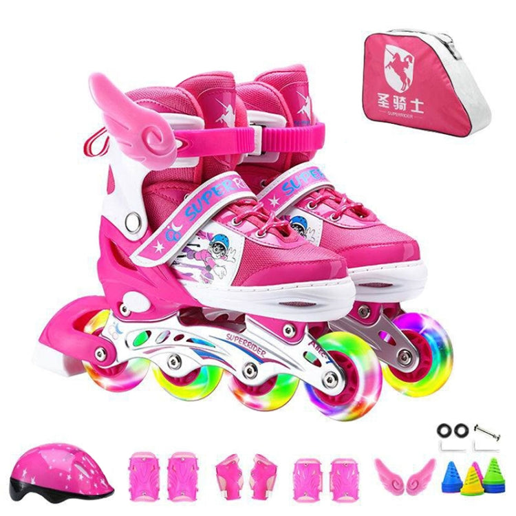 Adjustable Full Flash Children Single Row Four-wheel Roller Skates Skating Shoes Luxury Set, Size : L