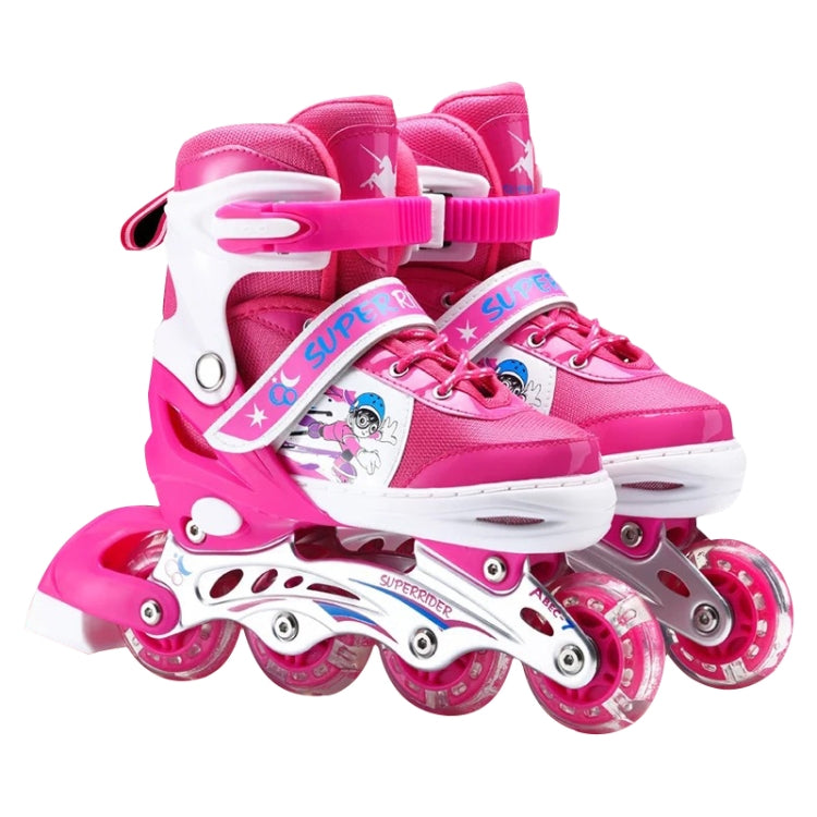Adjustable Full Flash Children Single Row Four-wheel Roller Skates Skating Shoes Luxury Set, Size : L