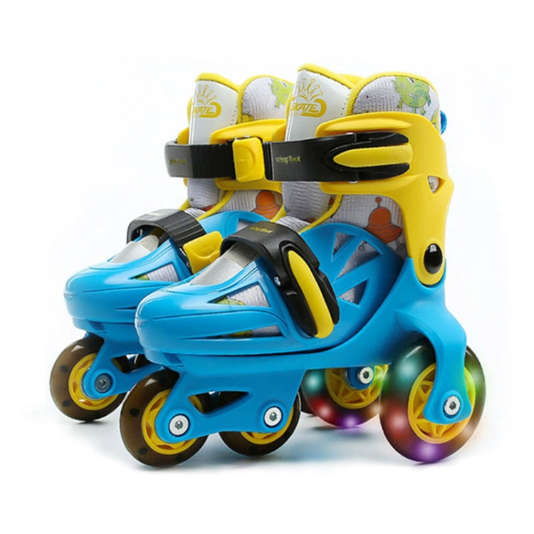 Adjustable Children Flash Four-wheel Roller Skates Skating Shoes with Protective Clothing, Size : S