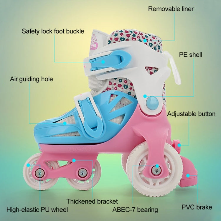 Adjustable Children Four-wheel Roller Skates Skating Shoes, Size : S