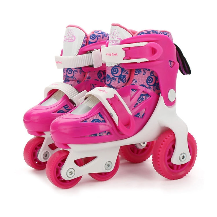 Adjustable Children Four-wheel Roller Skates Skating Shoes with Protective Clothing, Size : S