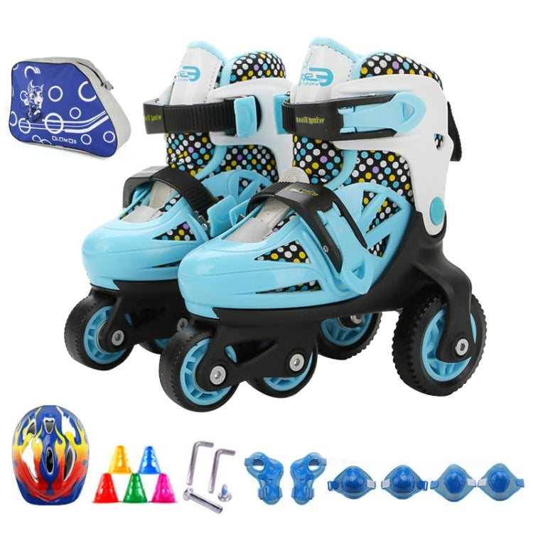 Adjustable Children Four-wheel Roller Skates Skating Shoes with Protective Clothing + Bag, Size : XS