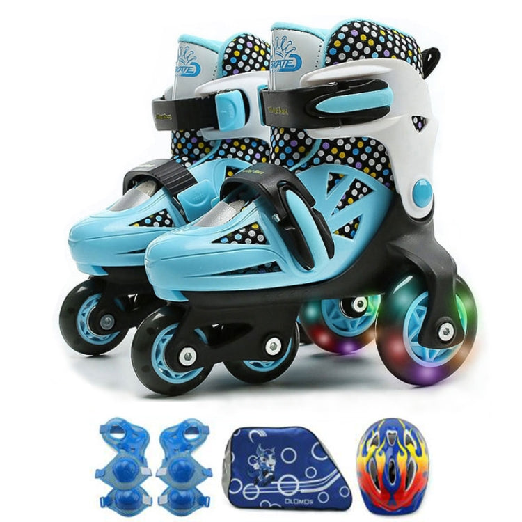 Adjustable Children Four-wheel Roller Skates Skating Shoes with Protective Clothing, Size : XS