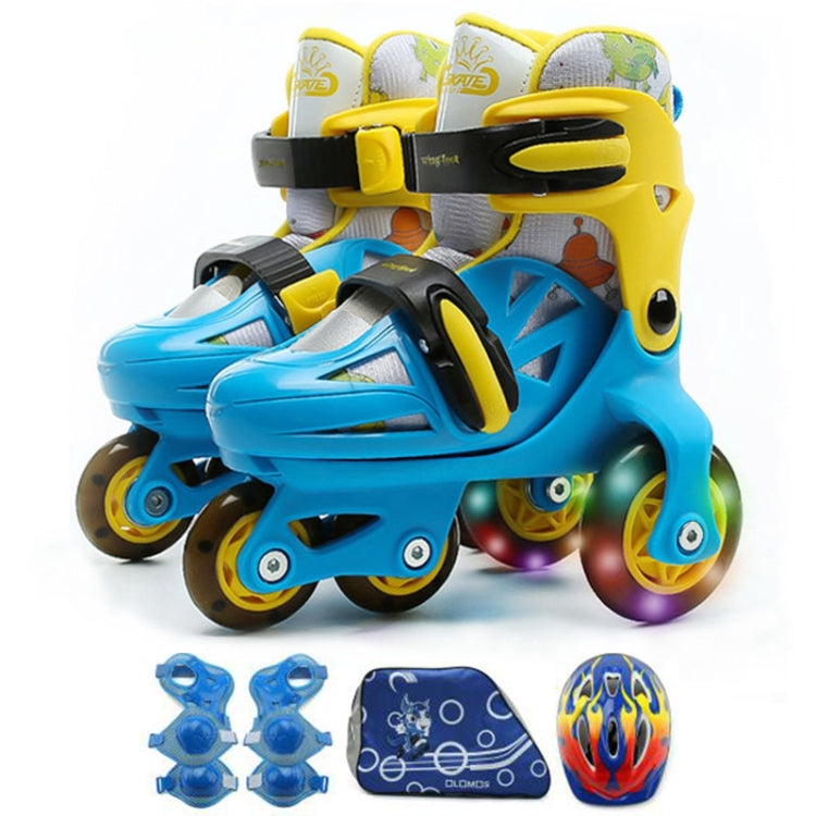 Adjustable Children Four-wheel Roller Skates Skating Shoes with Protective Clothing, Size : XS