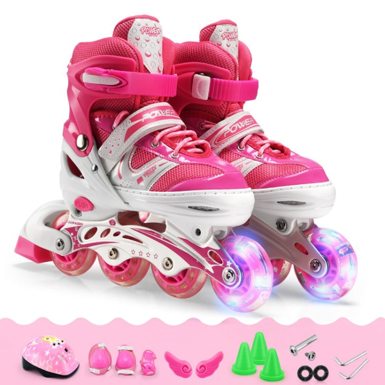 Adjustable Children Single Flash Single Four-wheel Roller Skates Skating Shoes Set, Size : S