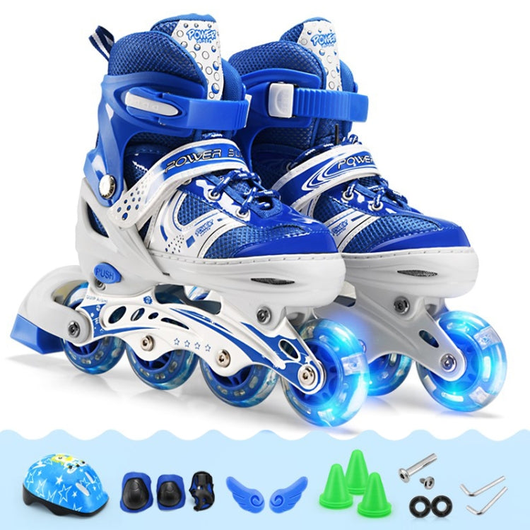 Adjustable Children Single Flash Single Four-wheel Roller Skates Skating Shoes Set, Size : S