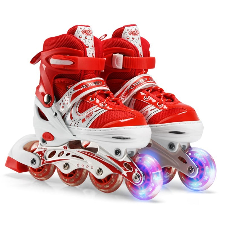 Adjustable Children Single Flash Single Four-wheel Roller Skates Skating Shoes Set, Size : S