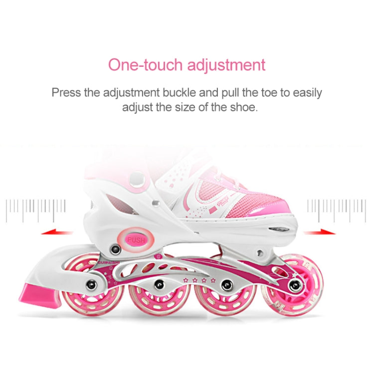 Adjustable Children Single Flash Single Four-wheel Roller Skates Skating Shoes Set, Size : S