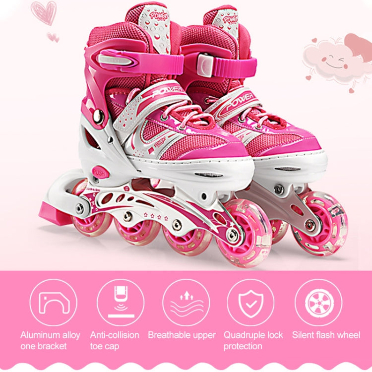 Adjustable Children Single Flash Single Four-wheel Roller Skates Skating Shoes Set, Size : M