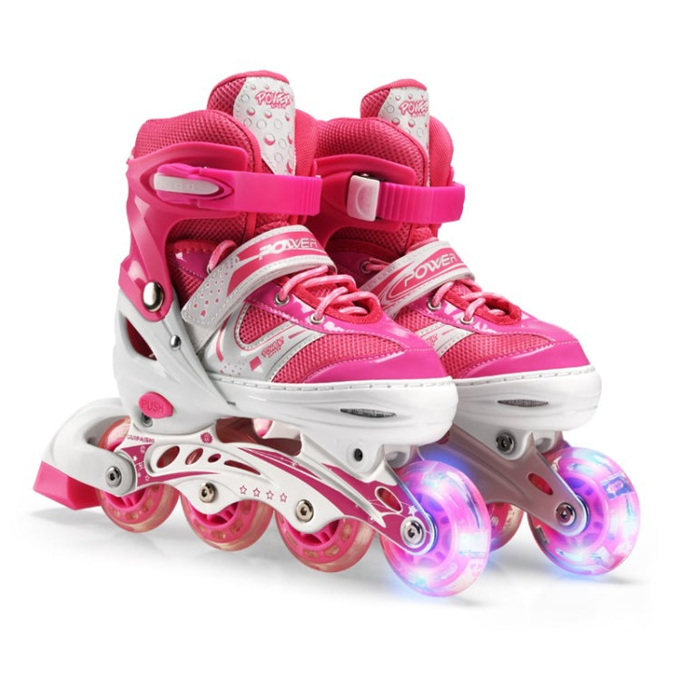Adjustable Children Single Flash Single Four-wheel Roller Skates Skating Shoes, Size : L