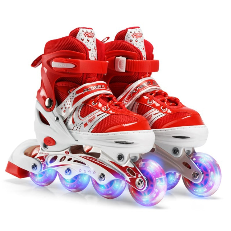 Adjustable Children Full Flash Single Four-wheel Roller Skates Skating Shoes, Size : L