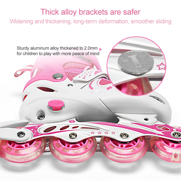 Adjustable Children Full Flash Single Four-wheel Roller Skates Skating Shoes, Size : L