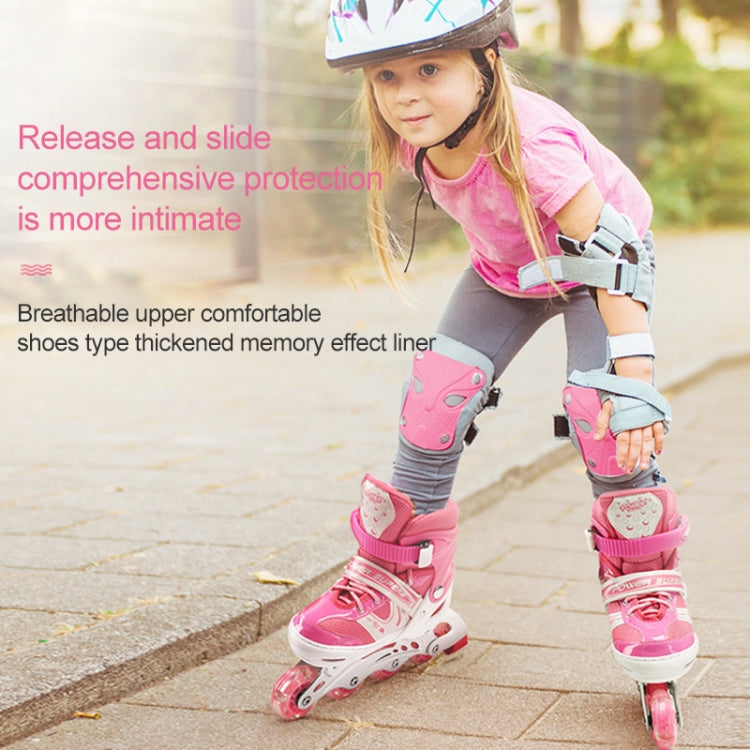 Adjustable Children Full Flash Single Four-wheel Roller Skates Skating Shoes, Size : L