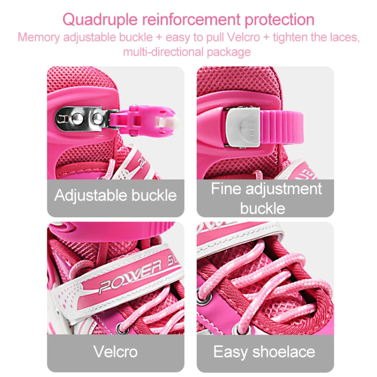 Adjustable Children Full Flash Single Four-wheel Roller Skates Skating Shoes, Size : L
