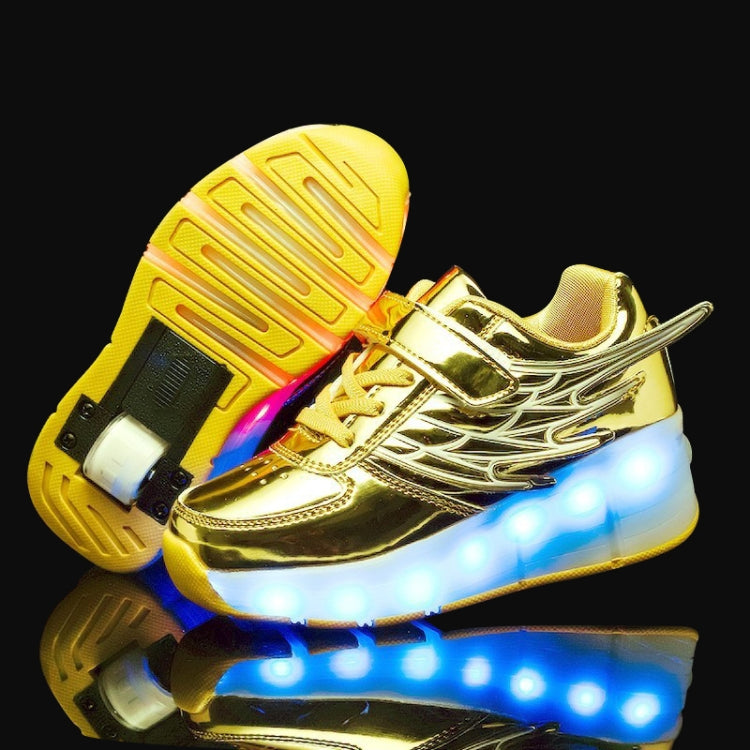 CD02 LED Rechargeable Single Wheel Wing Roller Skating Shoes, Size : 30