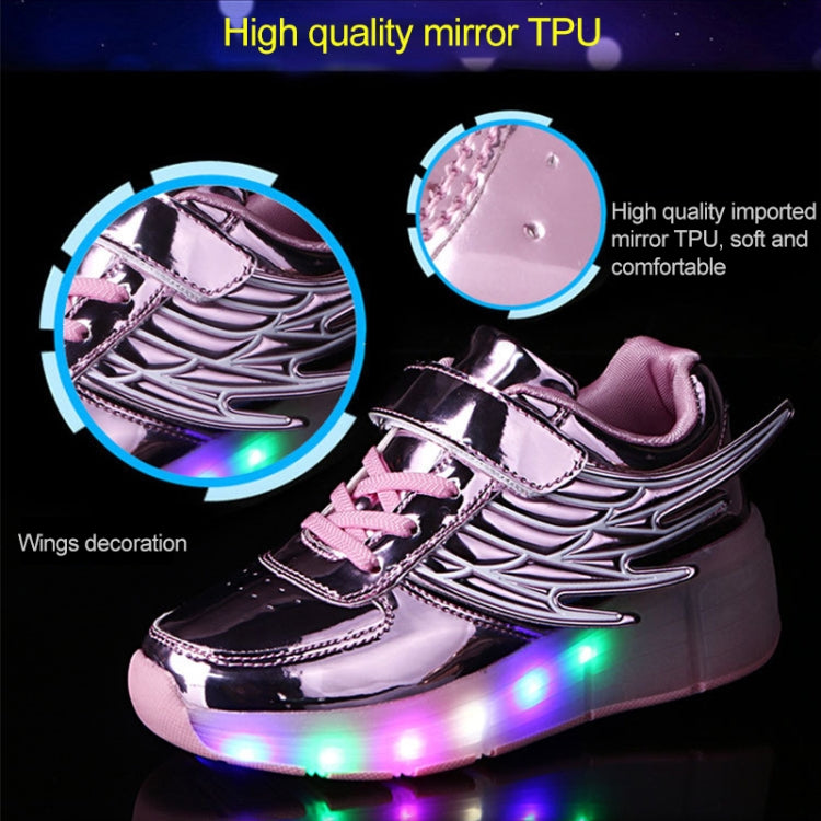CD02 LED Rechargeable Single Wheel Wing Roller Skating Shoes, Size : 31