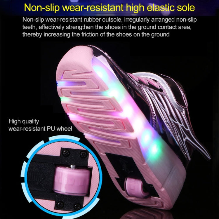 CD02 LED Rechargeable Single Wheel Wing Roller Skating Shoes, Size : 31