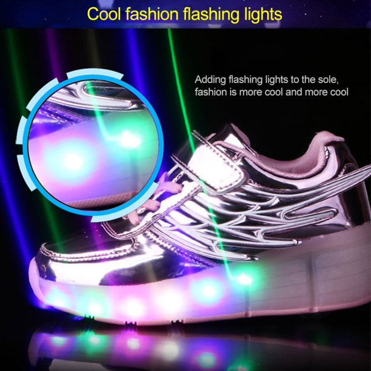 CD02 LED Rechargeable Single Wheel Wing Roller Skating Shoes, Size : 31
