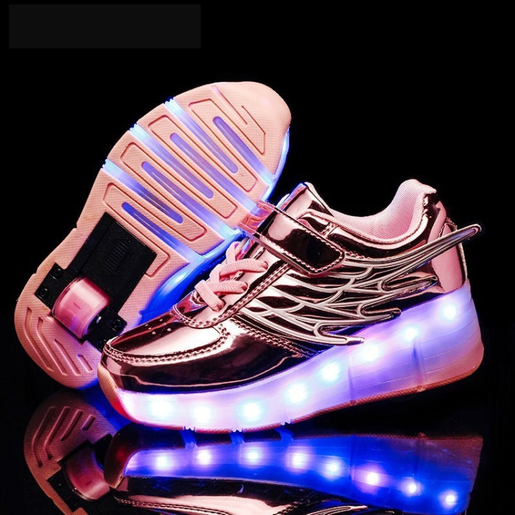 CD02 LED Rechargeable Single Wheel Wing Roller Skating Shoes, Size : 39
