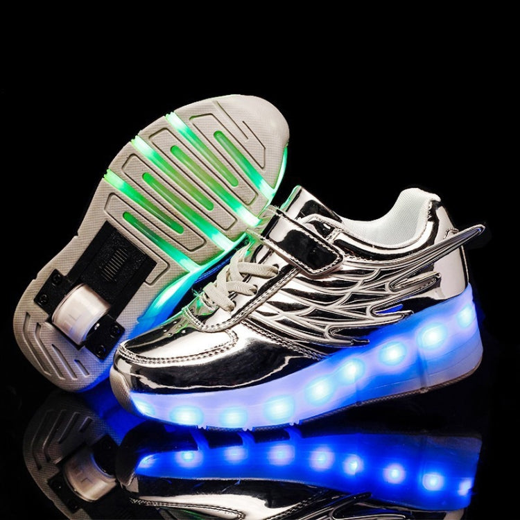 CD02 LED Rechargeable Single Wheel Wing Roller Skating Shoes, Size : 39