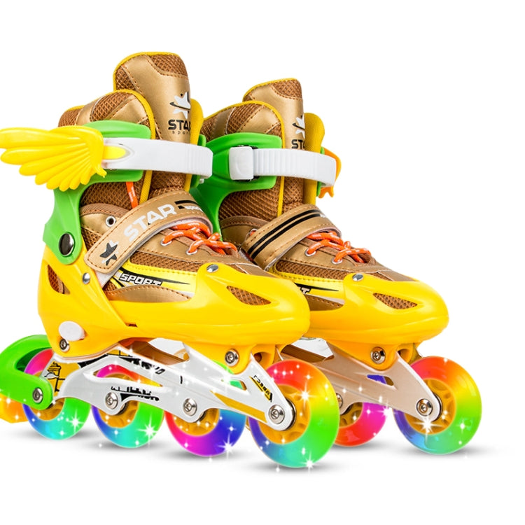 Adjustable Children Full Flash Single Four-wheel Roller Skates Skating Shoes Set, Size : S